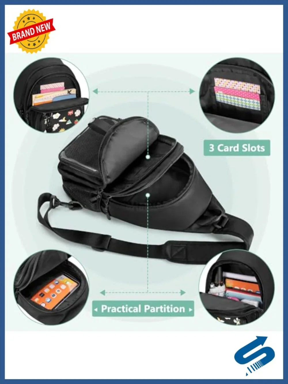 Ita Bag Crossbody Sling Backpack with Clear Pin Display Window